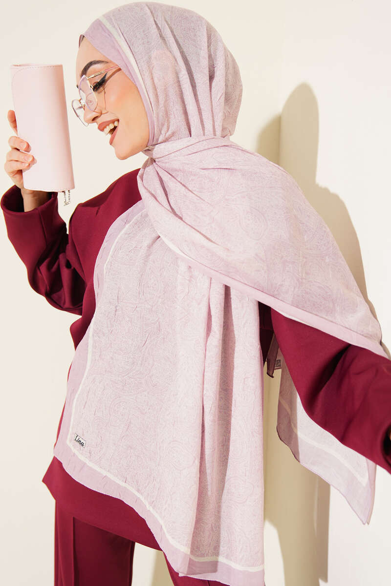 Striped Ethnic Pattern Shawl - Light Lilac