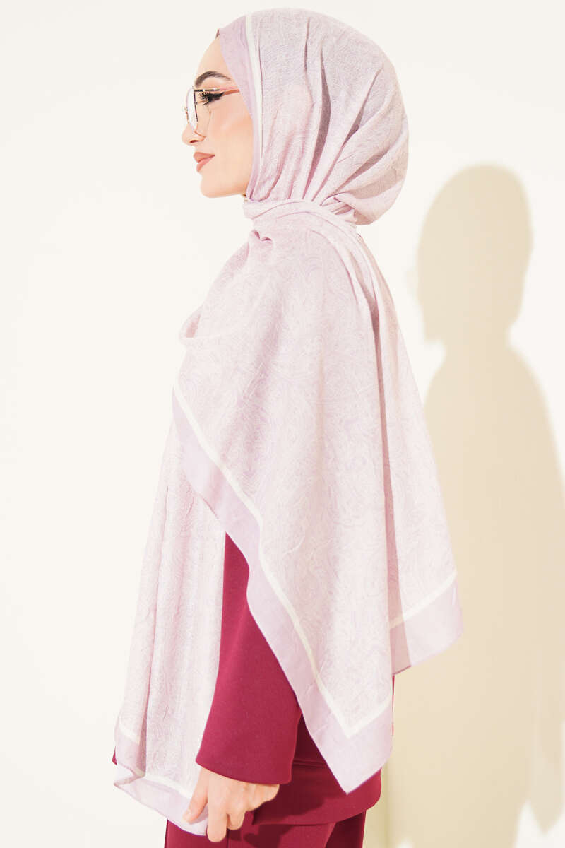 Striped Ethnic Pattern Shawl - Light Lilac