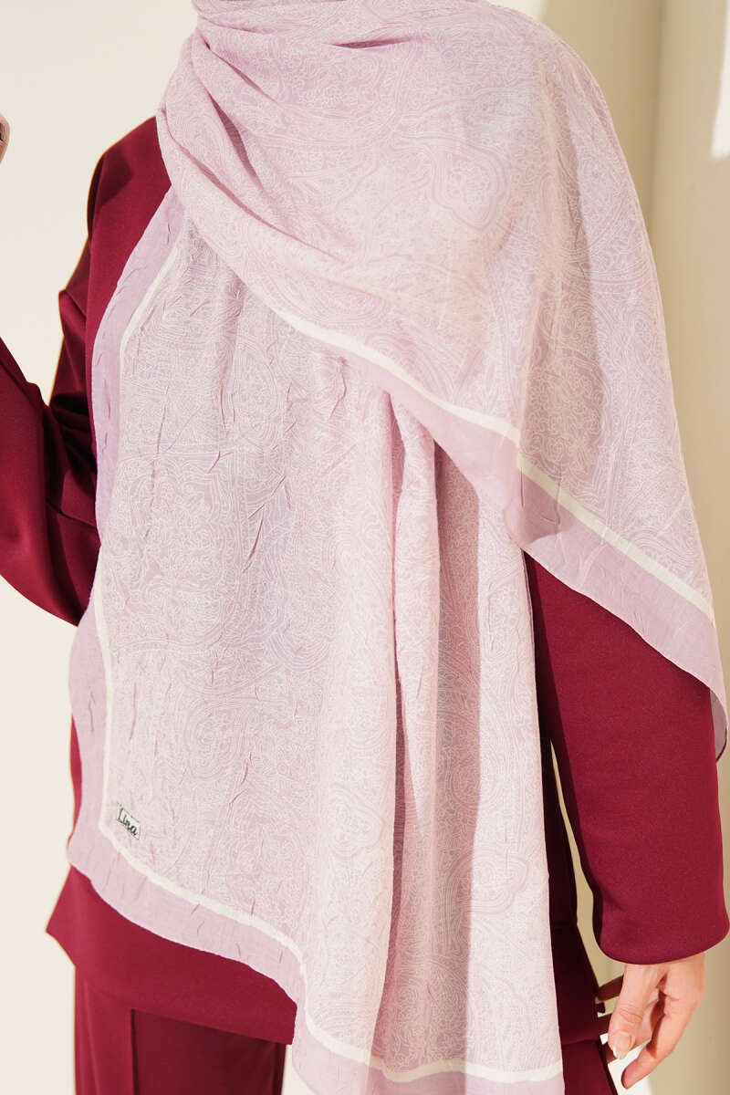 Striped Ethnic Pattern Shawl - Light Lilac