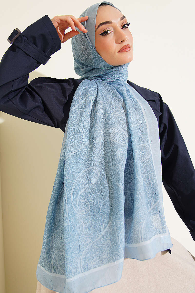 Striped Ethnic Pattern Shawl - Blue
