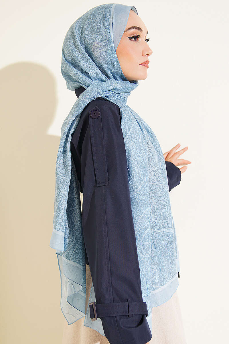 Striped Ethnic Pattern Shawl - Blue
