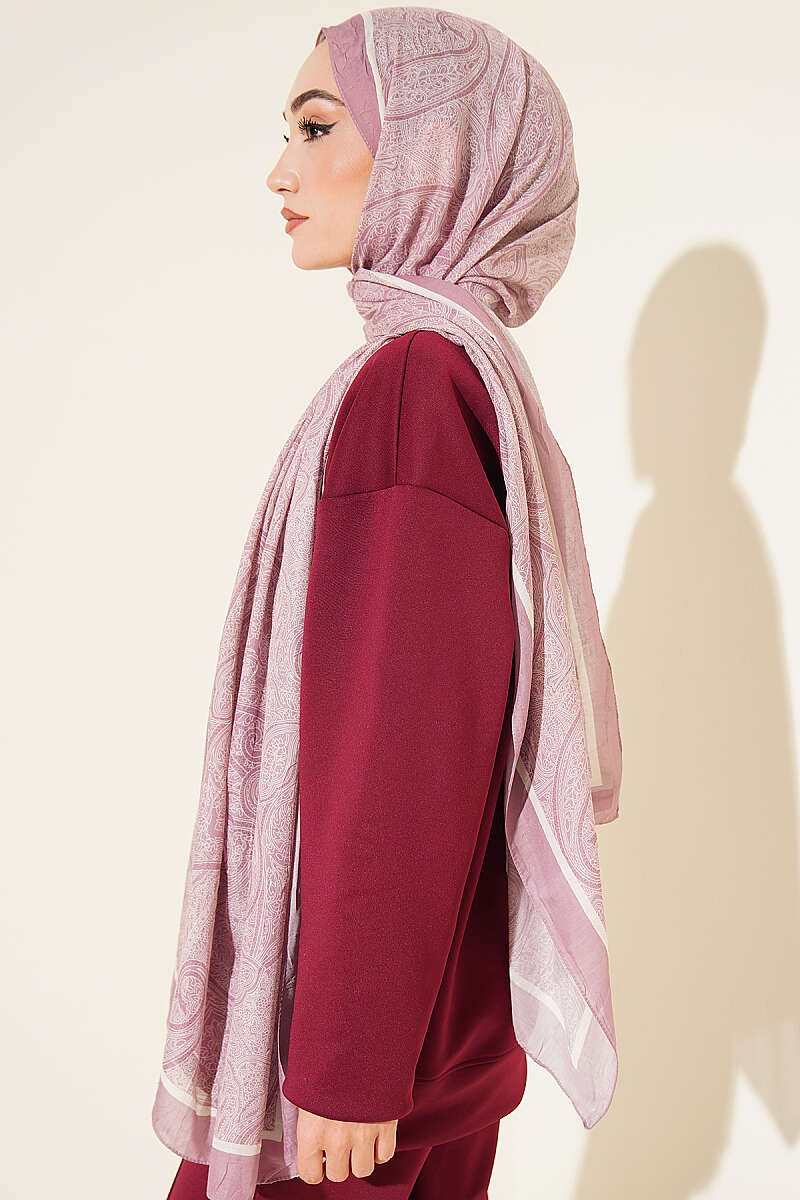 Striped Ethnic Pattern Shawl - Powder