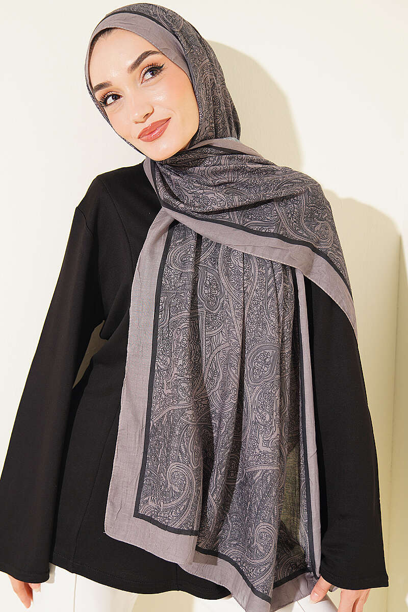 Striped Ethnic Pattern Shawl - Black-Mink