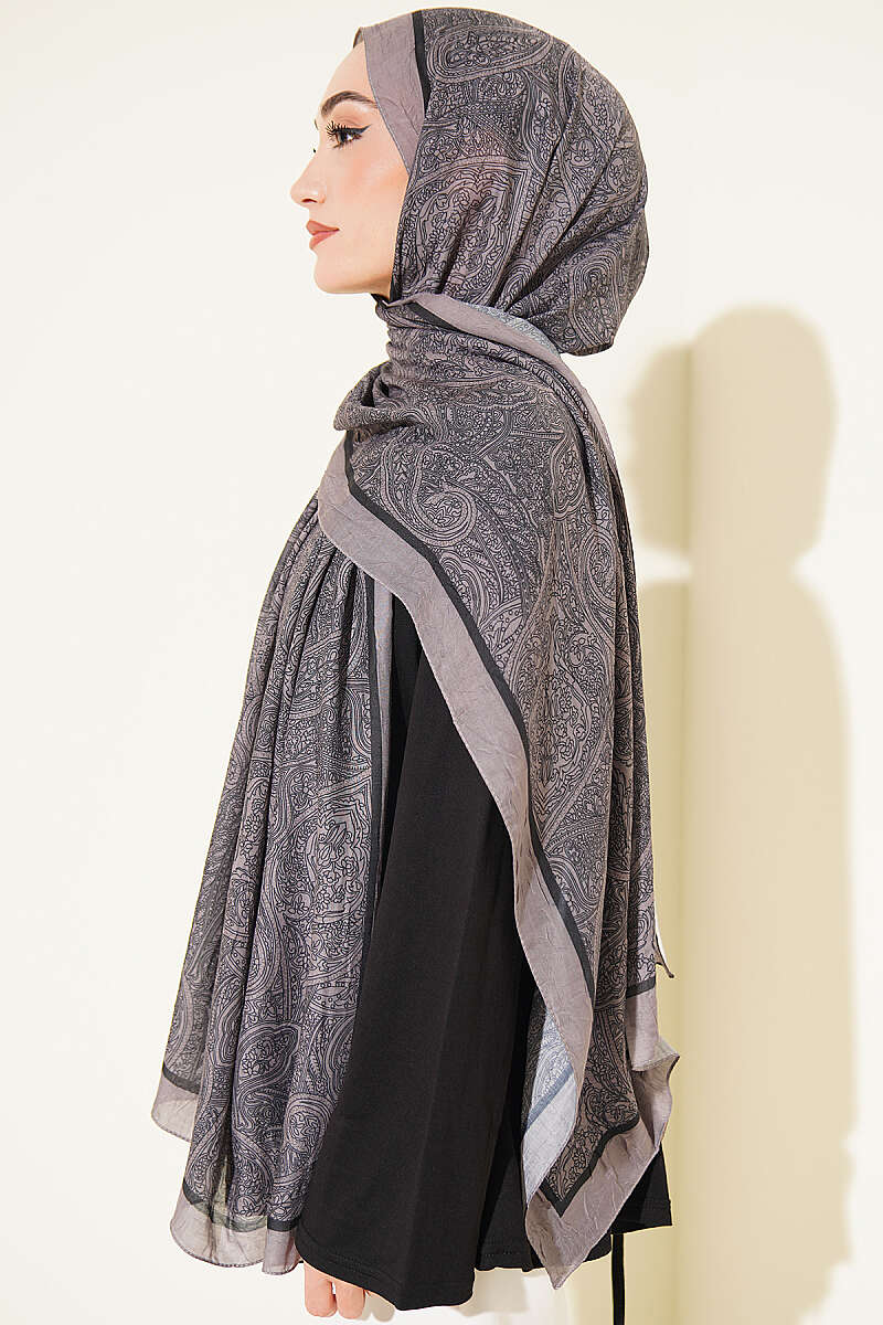 Striped Ethnic Pattern Shawl - Black-Mink