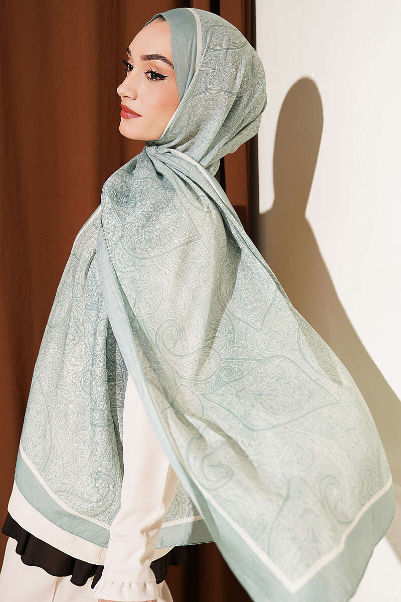 Striped Ethnic Pattern Shawl - Aqua Green