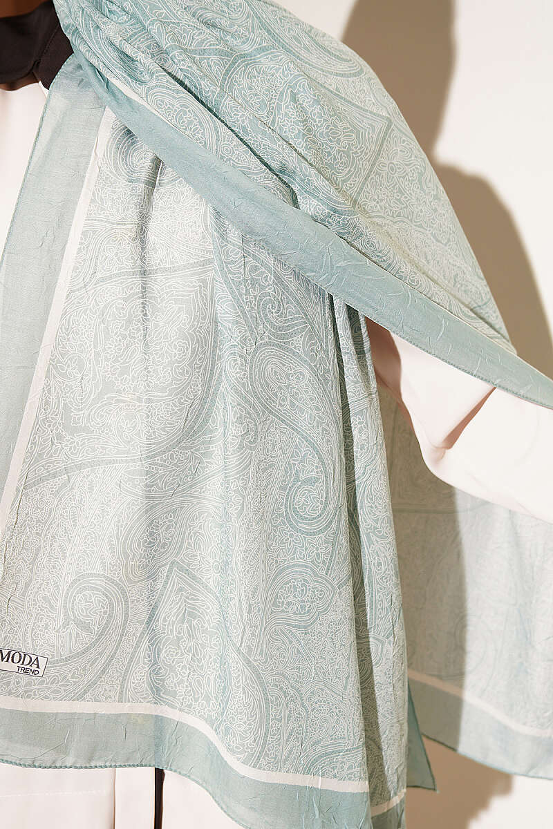 Striped Ethnic Pattern Shawl - Aqua Green