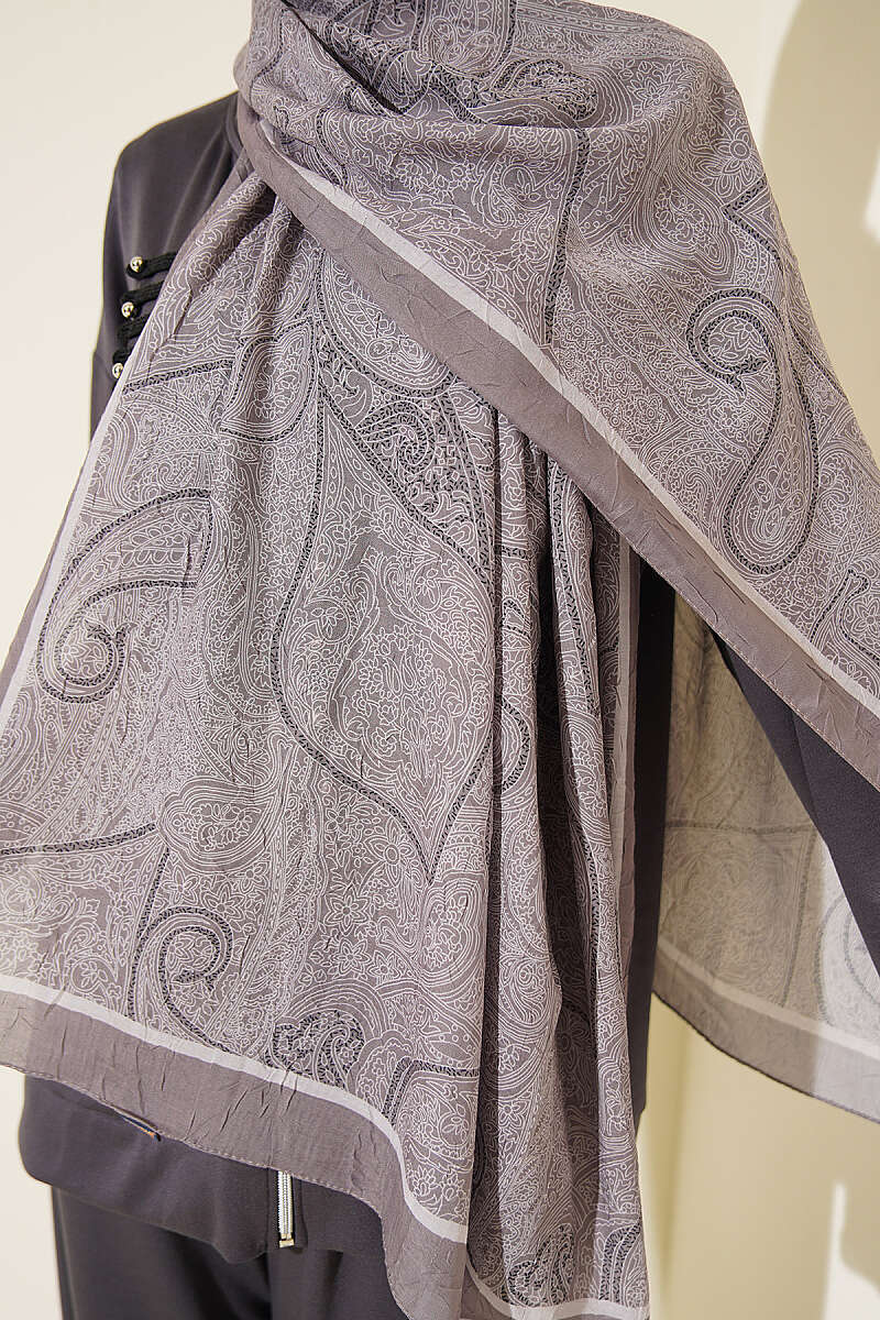 Striped Ethnic Pattern Shawl - Mink
