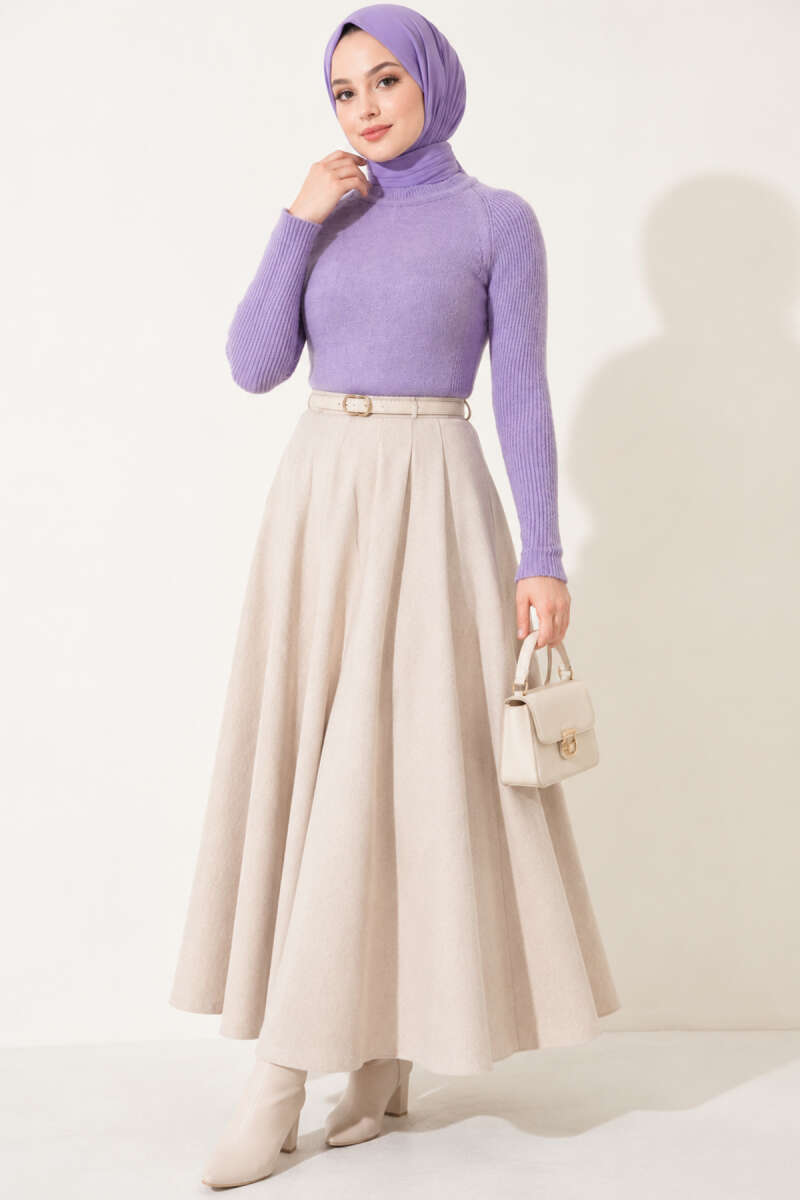 Striped-Detail Knit Sweater - Lilac