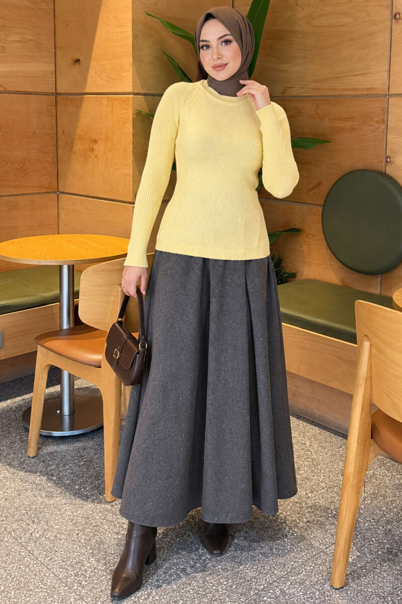 Striped-Detail Knit Sweater - Yellow