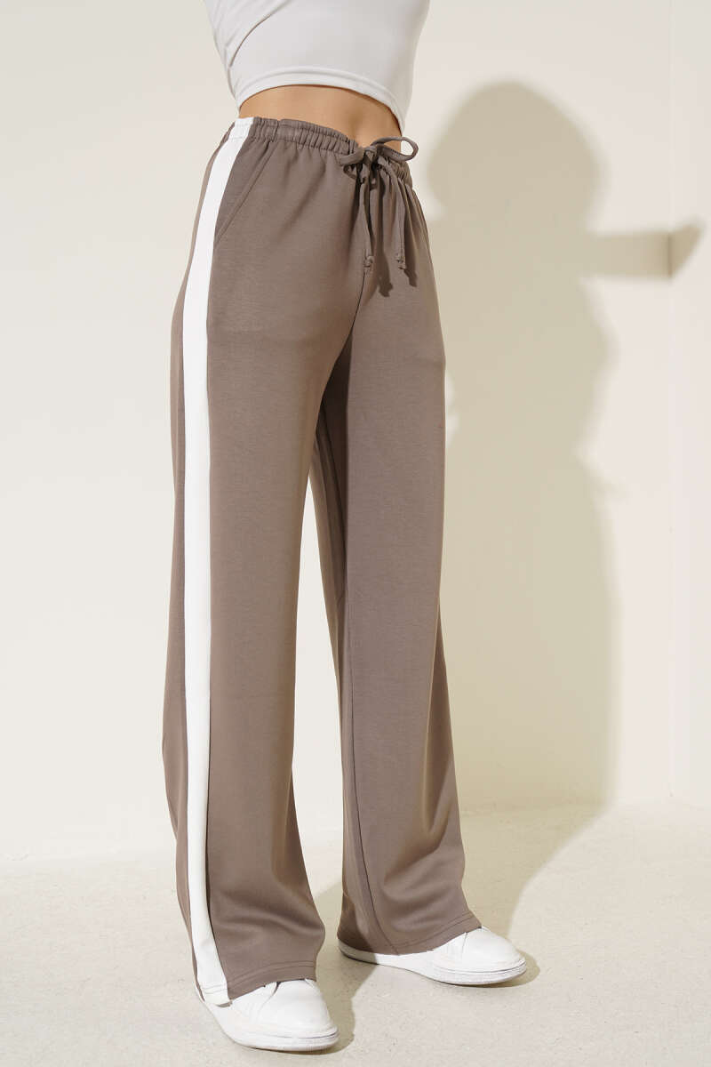 Drawstring Trousers with Side Stripe - Mink
