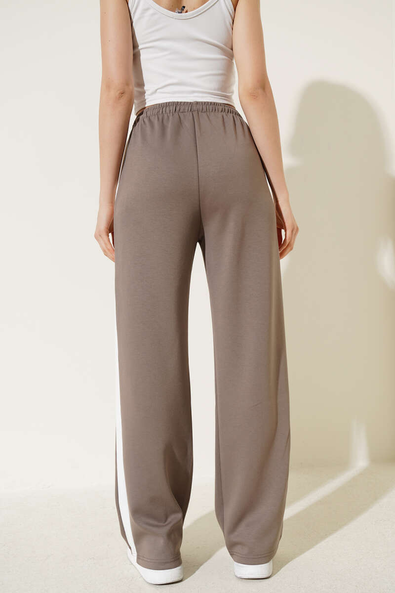 Drawstring Trousers with Side Stripe - Mink