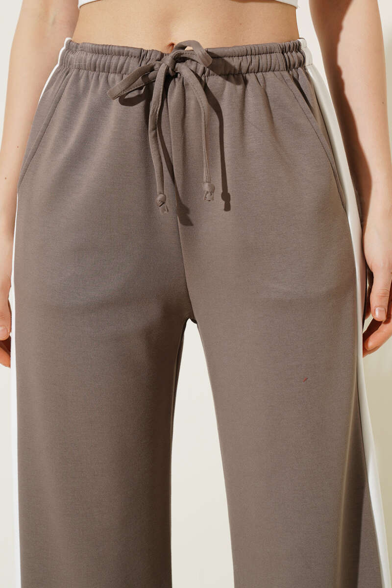 Drawstring Trousers with Side Stripe - Mink