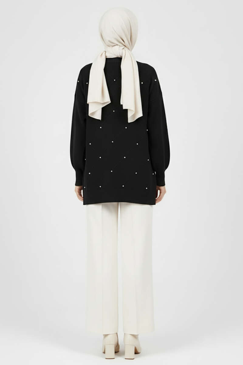 Scattered-Stone Knit Tunic - Black