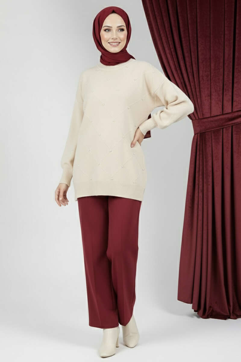 Scattered-Stone Knit Tunic - Stone