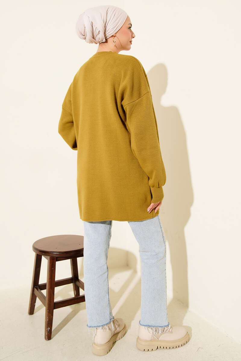 Scattered-Stone Knit Tunic - Olive