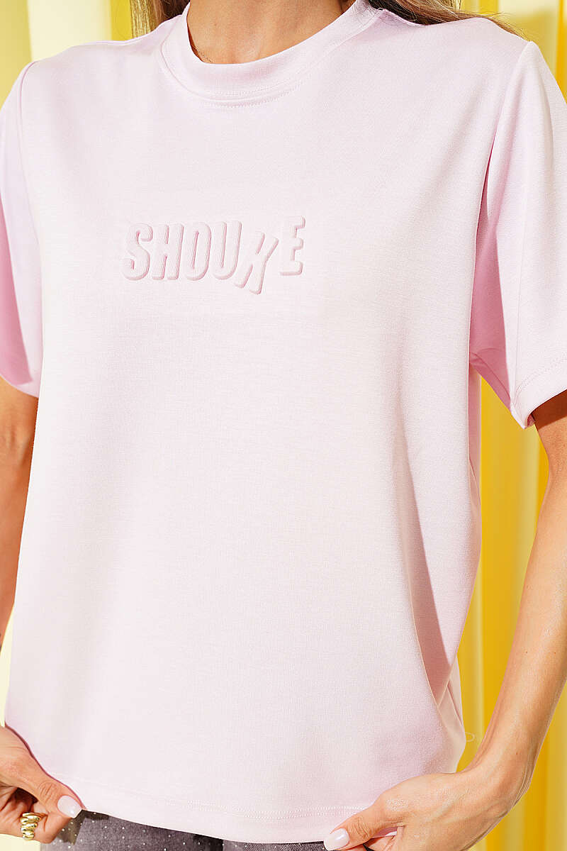 Shouke Embossed T-Shirt - Pink