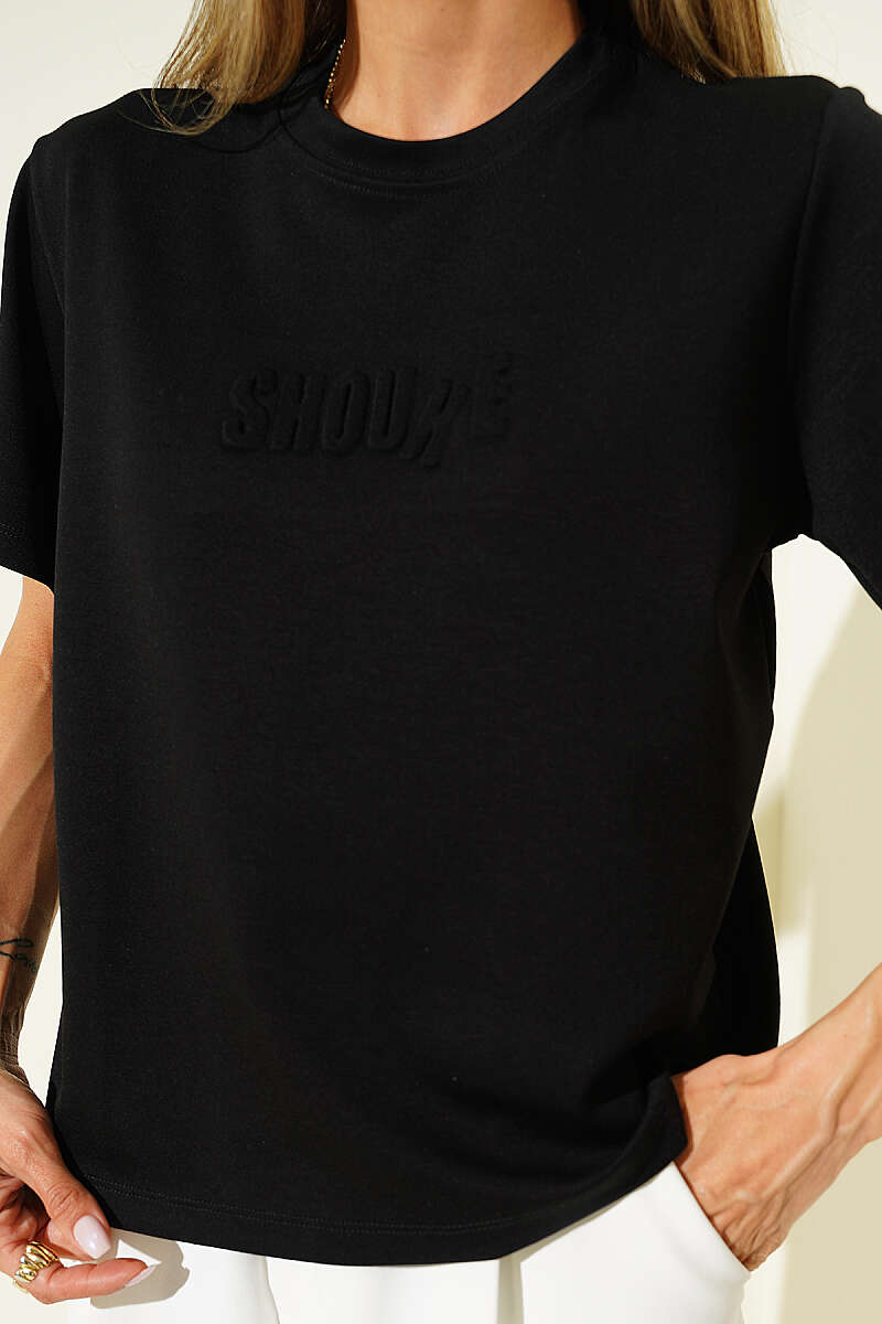 Shouke Embossed T-Shirt - Black