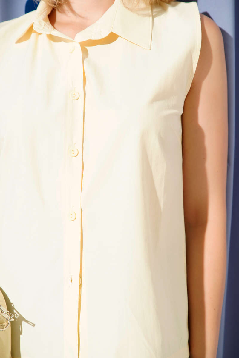 Short Sleeveless Shirt - Yellow