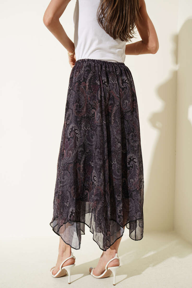 Paisley Chiffon Skirt - Black