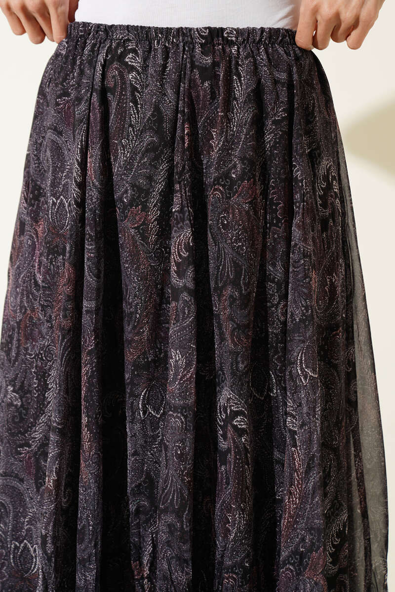 Paisley Chiffon Skirt - Black
