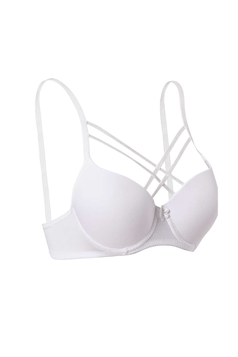 Padded Micro Criss-Cross Bra with Silicone - White