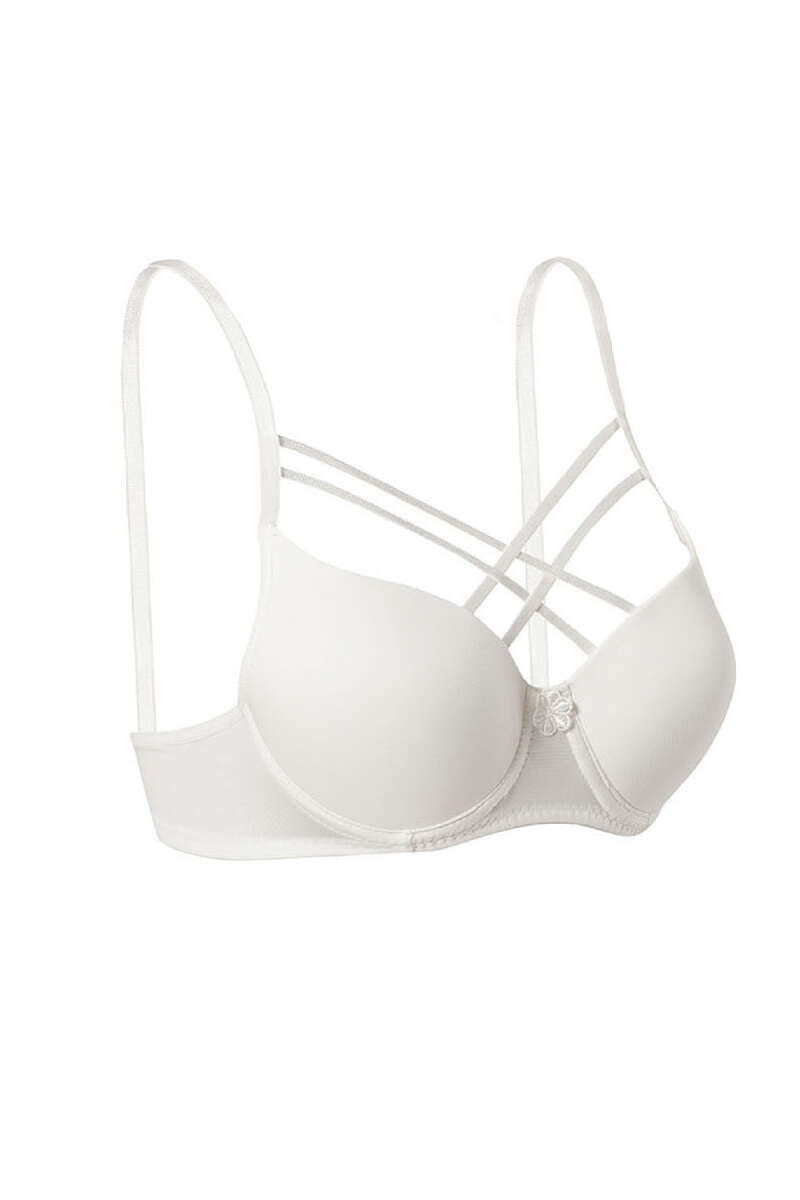 Padded Micro Criss-Cross Bra with Silicone - Ecru