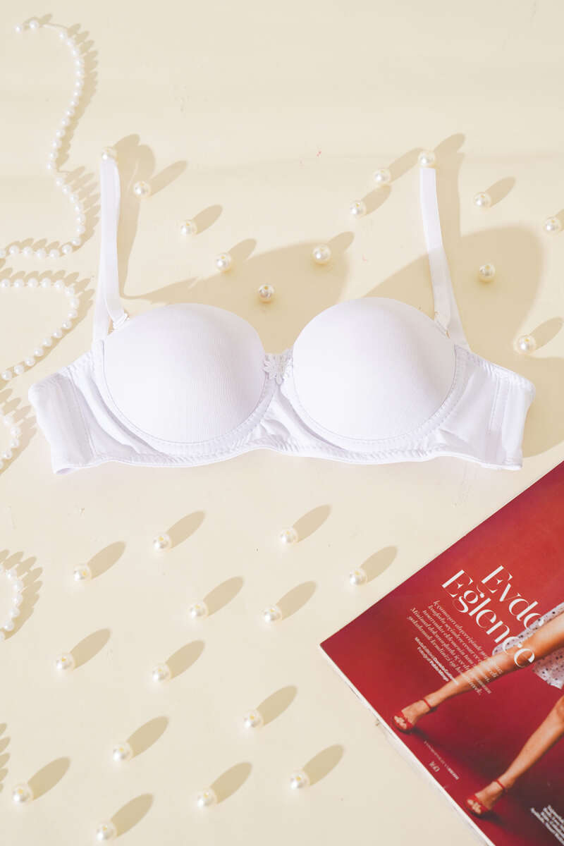 Padded Strapless Bra with Silicone Grip - White