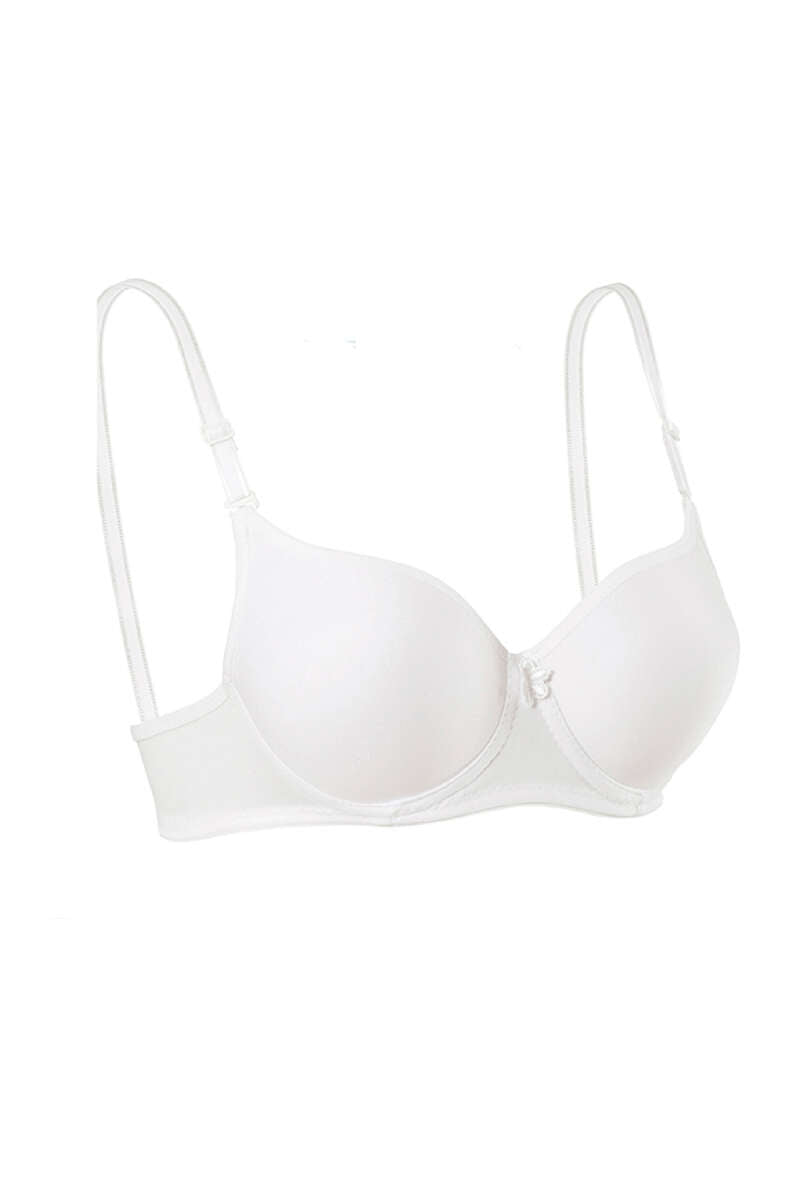 Padded Plain Bra with Silicone - White
