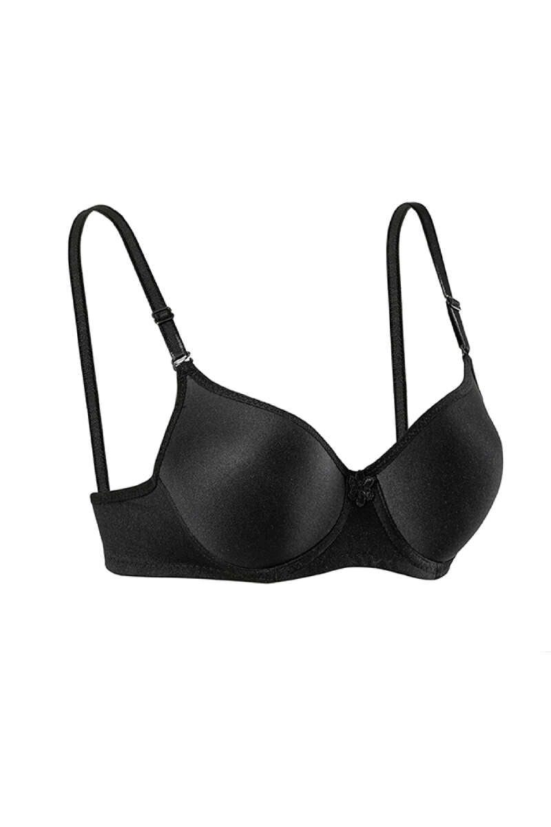 Padded Plain Bra with Silicone - Black