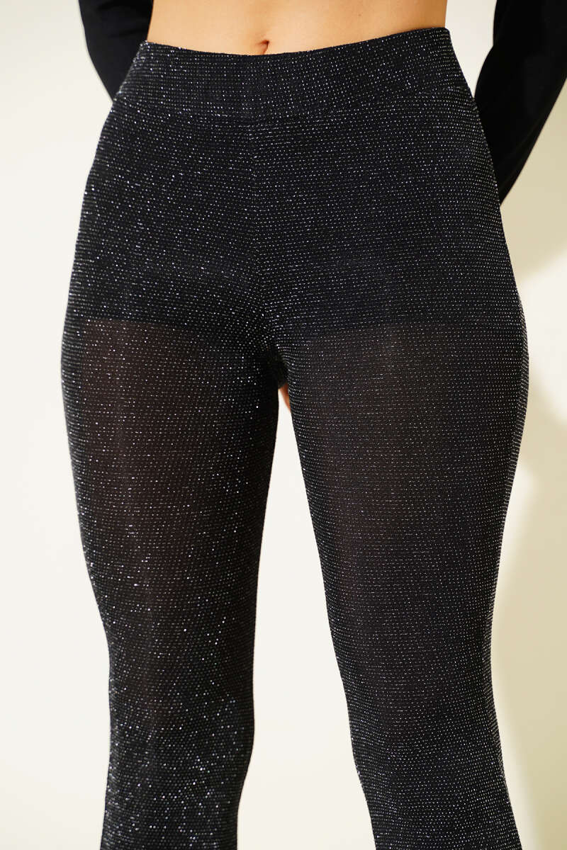 Glitter Flared Pants - Black