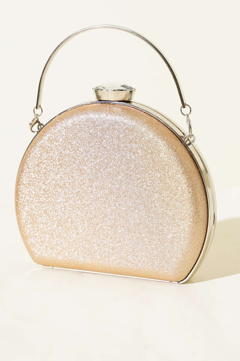 Glitter Half-Moon Evening Bag - Copper