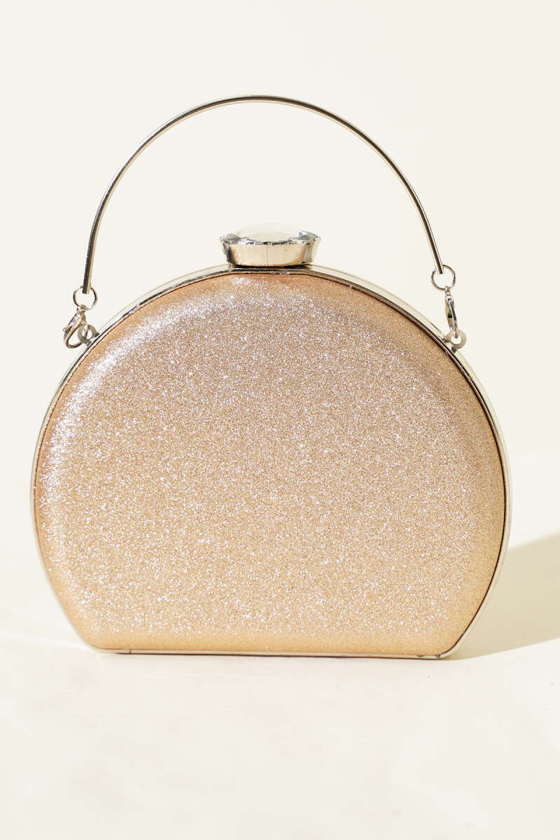Glitter Half-Moon Evening Bag - Copper