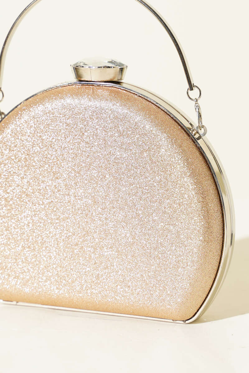 Glitter Half-Moon Evening Bag - Copper