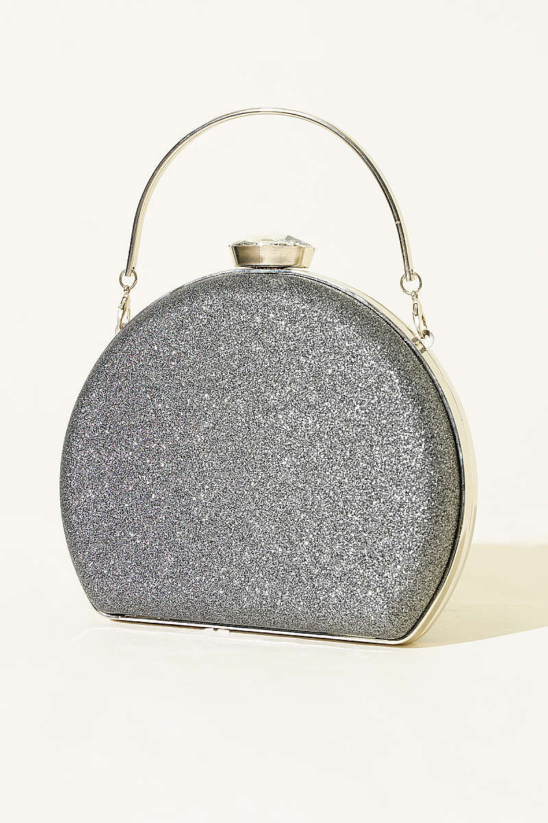 Glitter Half-Moon Evening Bag - Smoke Grey