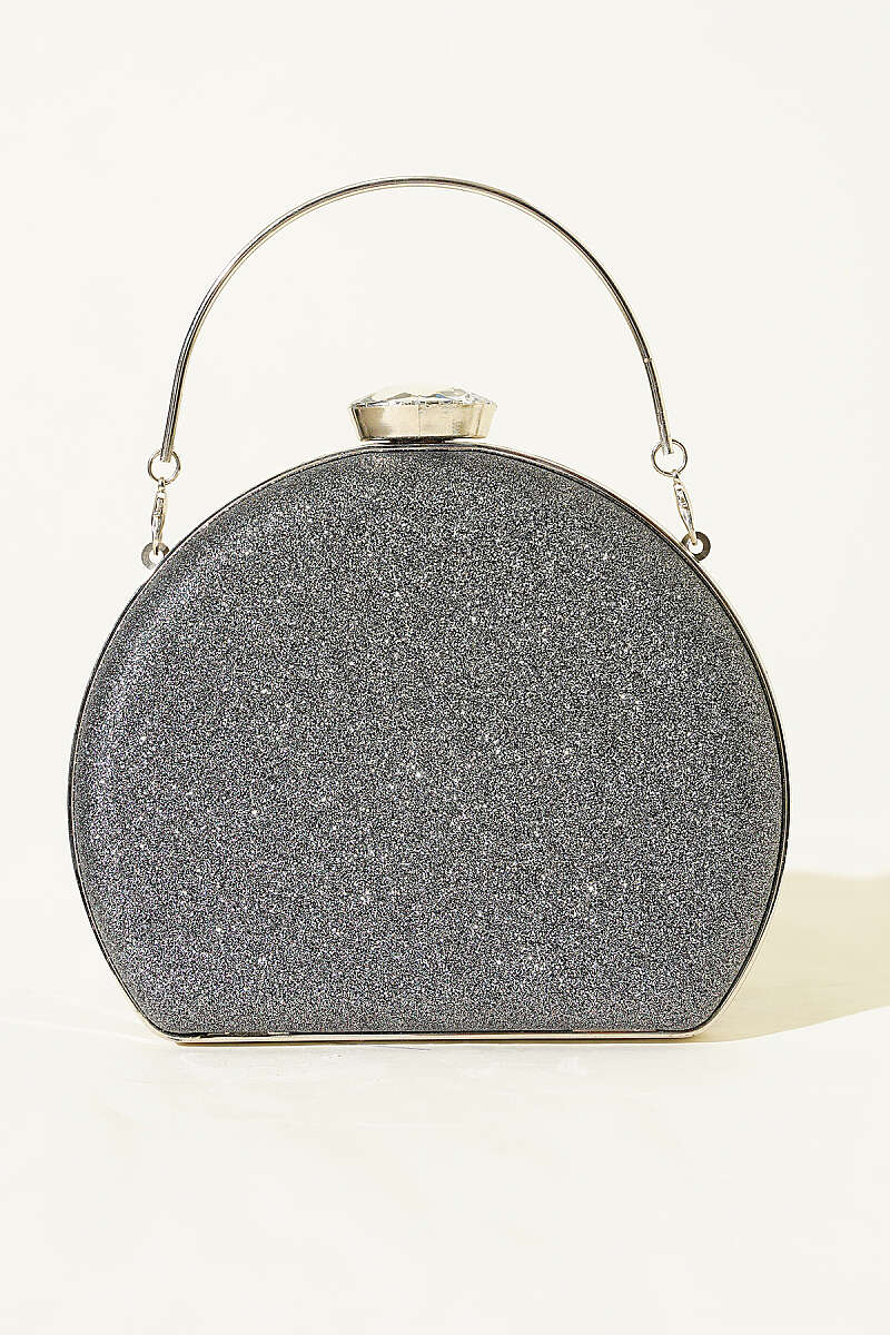 Glitter Half-Moon Evening Bag - Smoke Grey