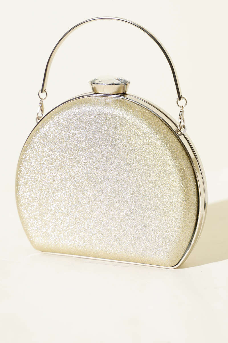 Glitter Half-Moon Evening Bag - Gold