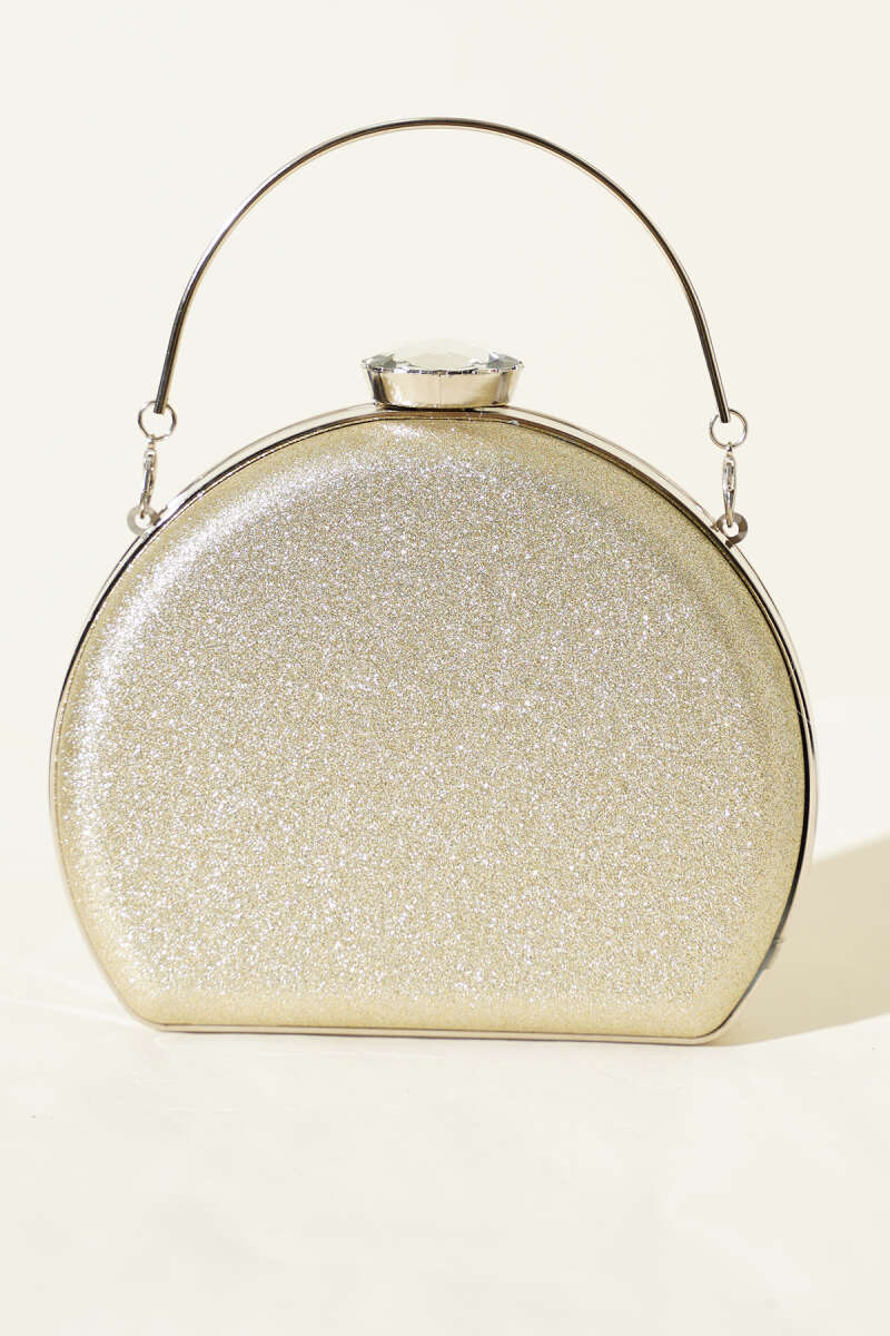 Glitter Half-Moon Evening Bag - Gold
