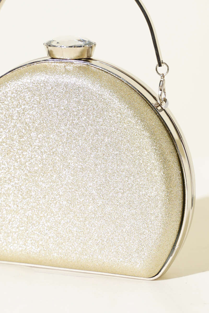 Glitter Half-Moon Evening Bag - Gold