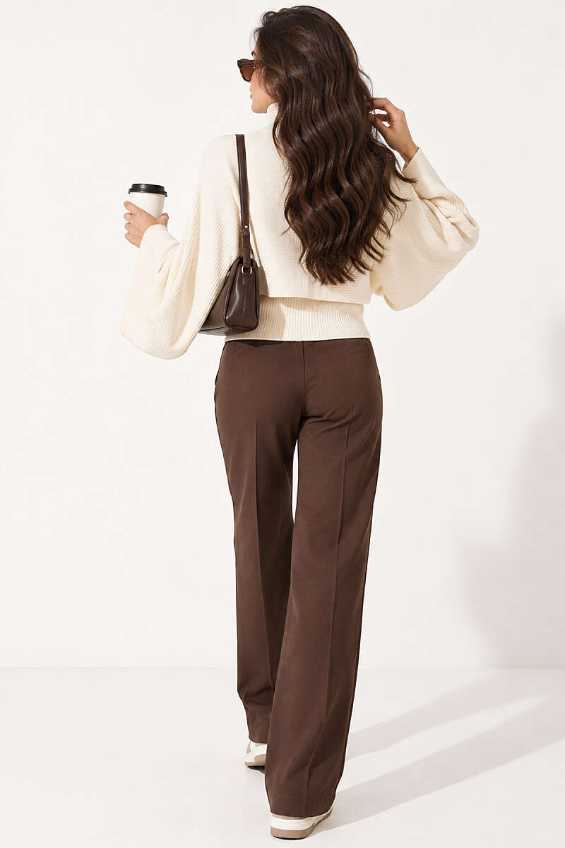 Open-Back Knit Blouse - Beige
