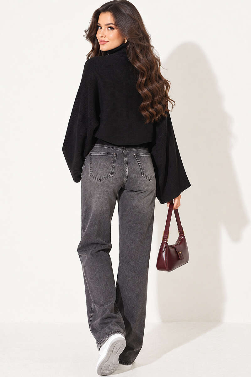 Open-Back Knit Blouse - Black