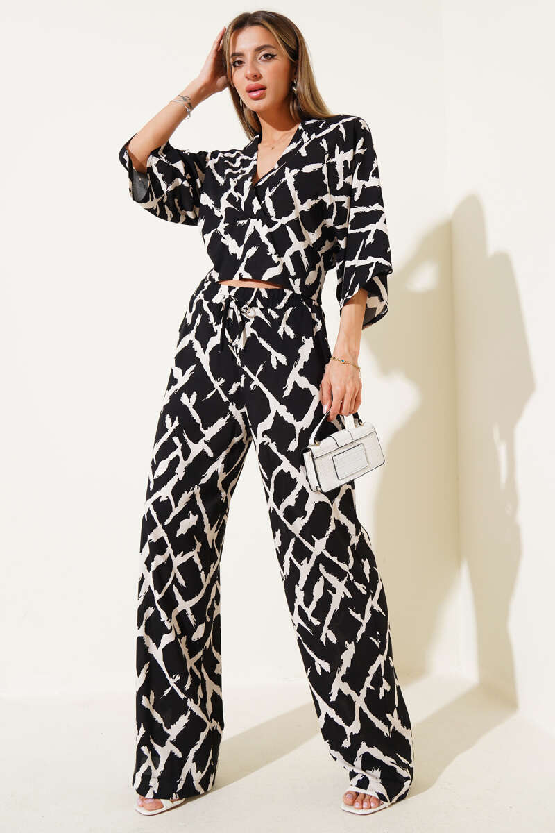 Crop Two-Piece Set with Strappy Back - Black