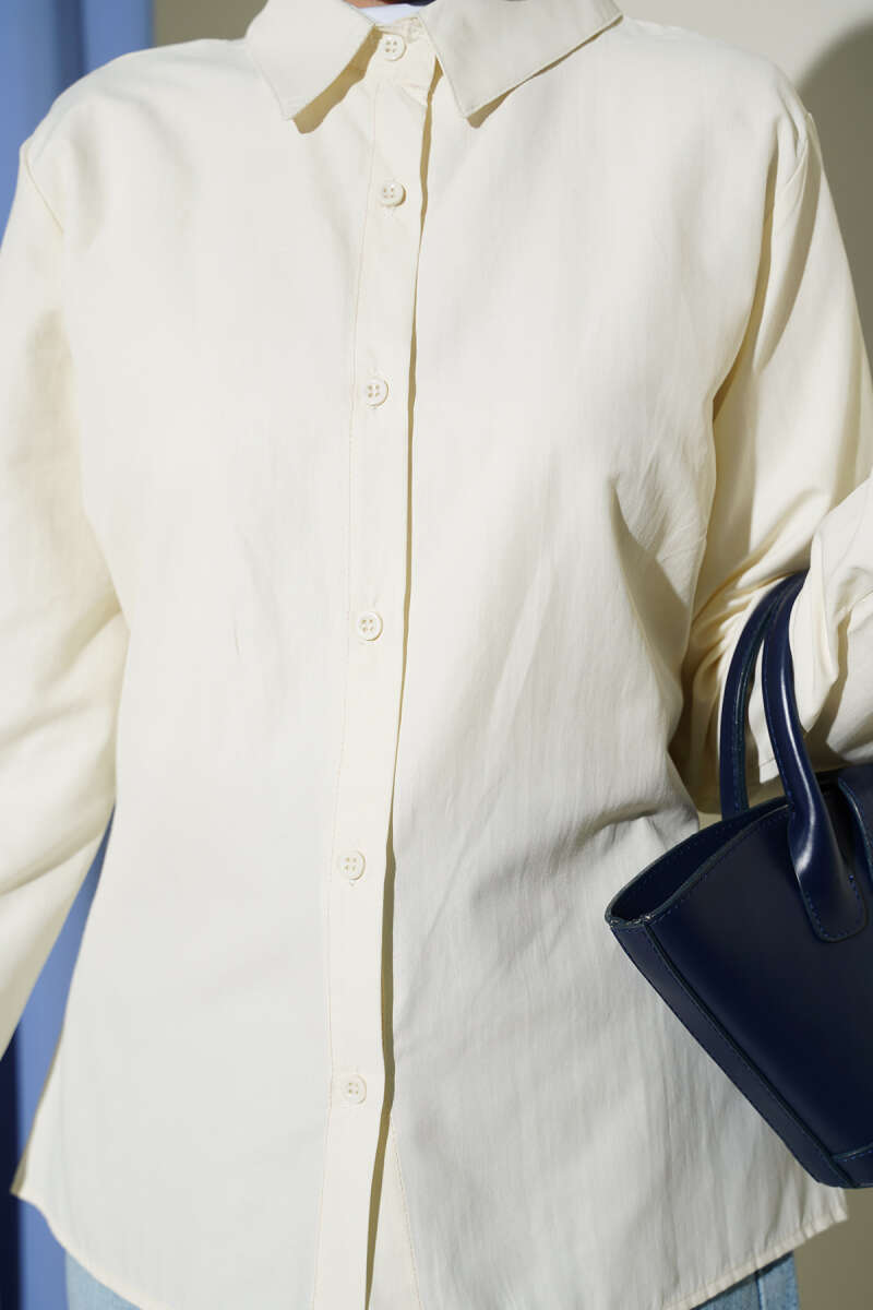 Basic Short Slim-Fit Shirt - Ecru