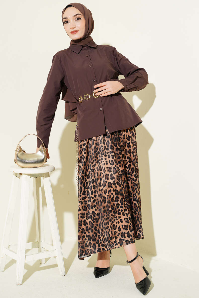 Basic Short Slim-Fit Shirt - Brown