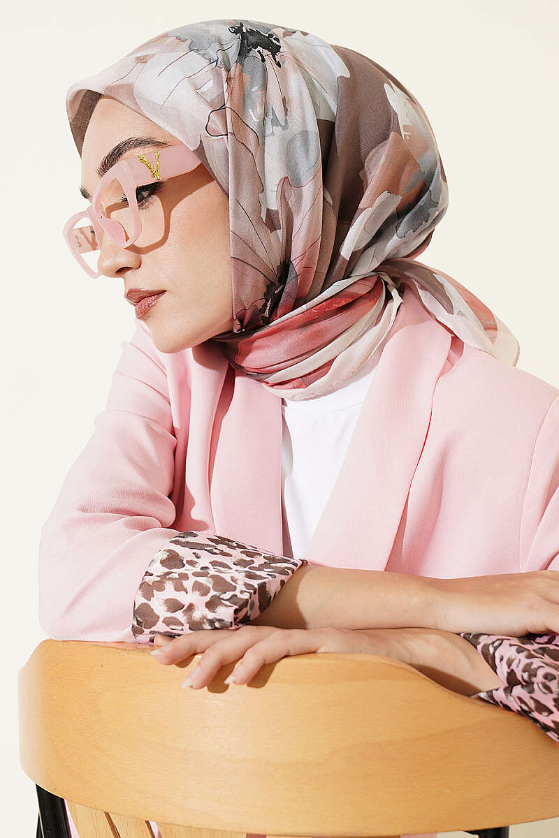 Soft Floral Print Scarf - Beige