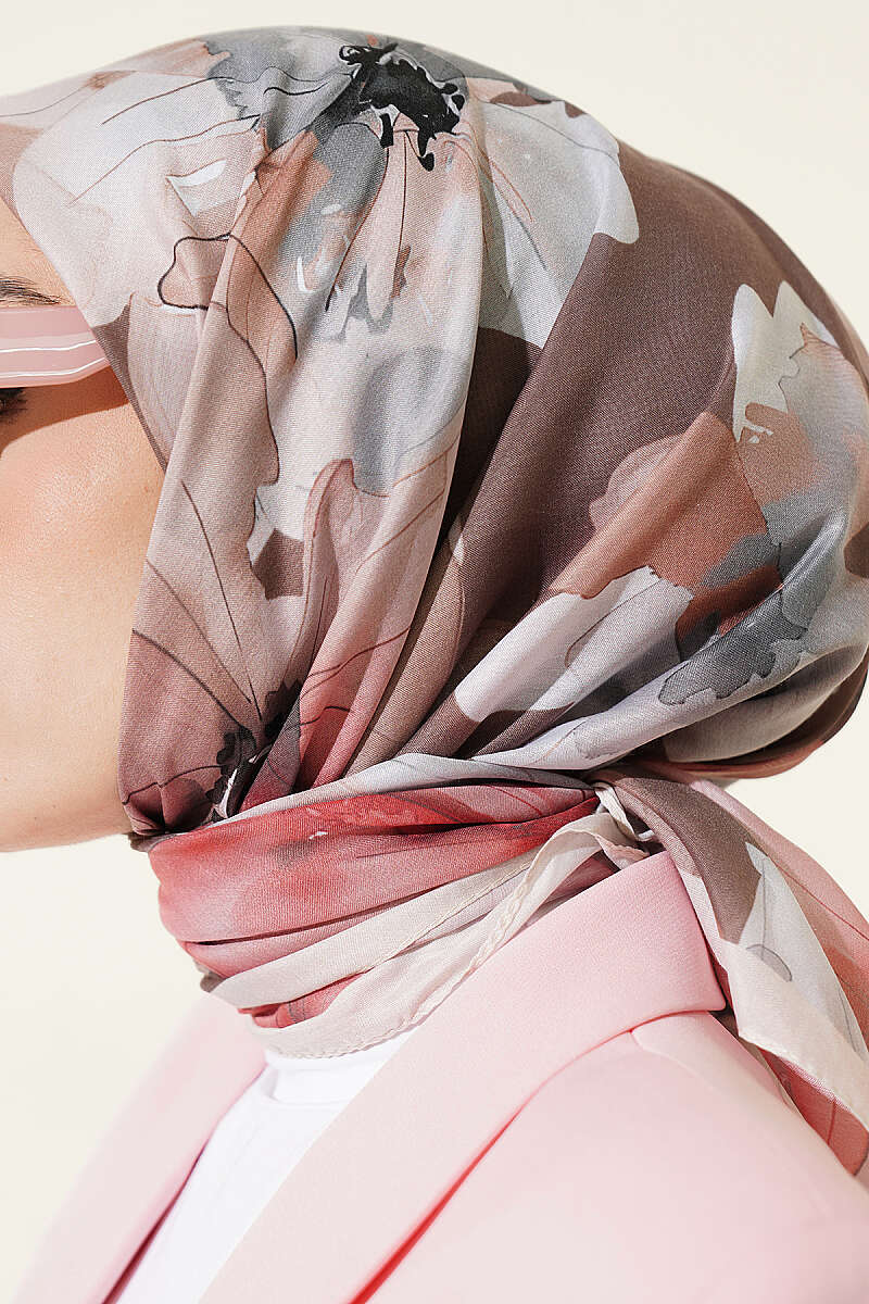 Soft Floral Print Scarf - Beige