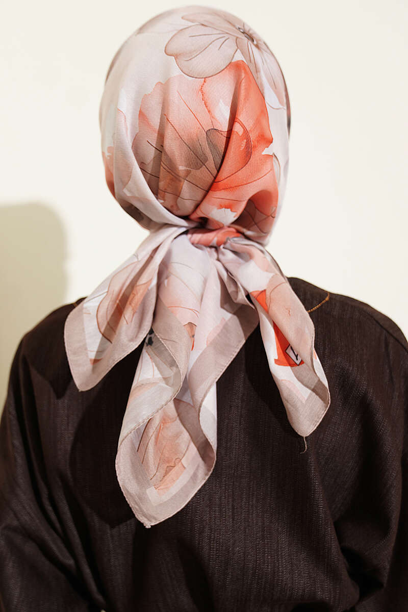 Soft Floral Print Scarf - Latte