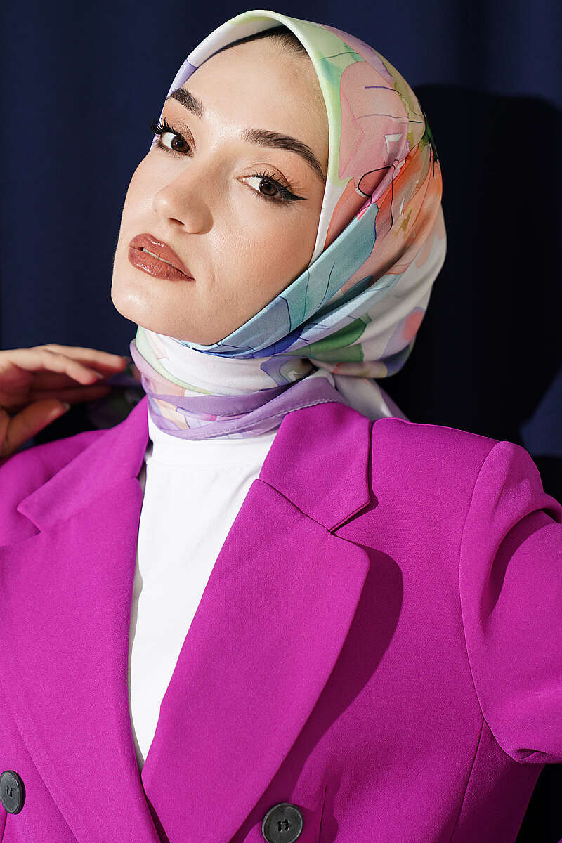 Soft Floral Print Scarf - Lilac