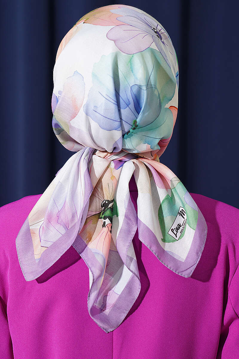 Soft Floral Print Scarf - Lilac