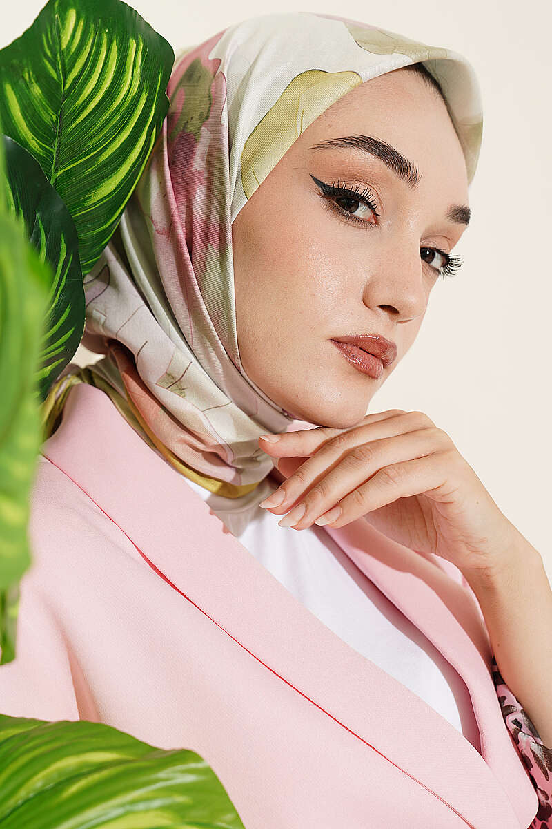 Soft Floral Print Scarf - Olive