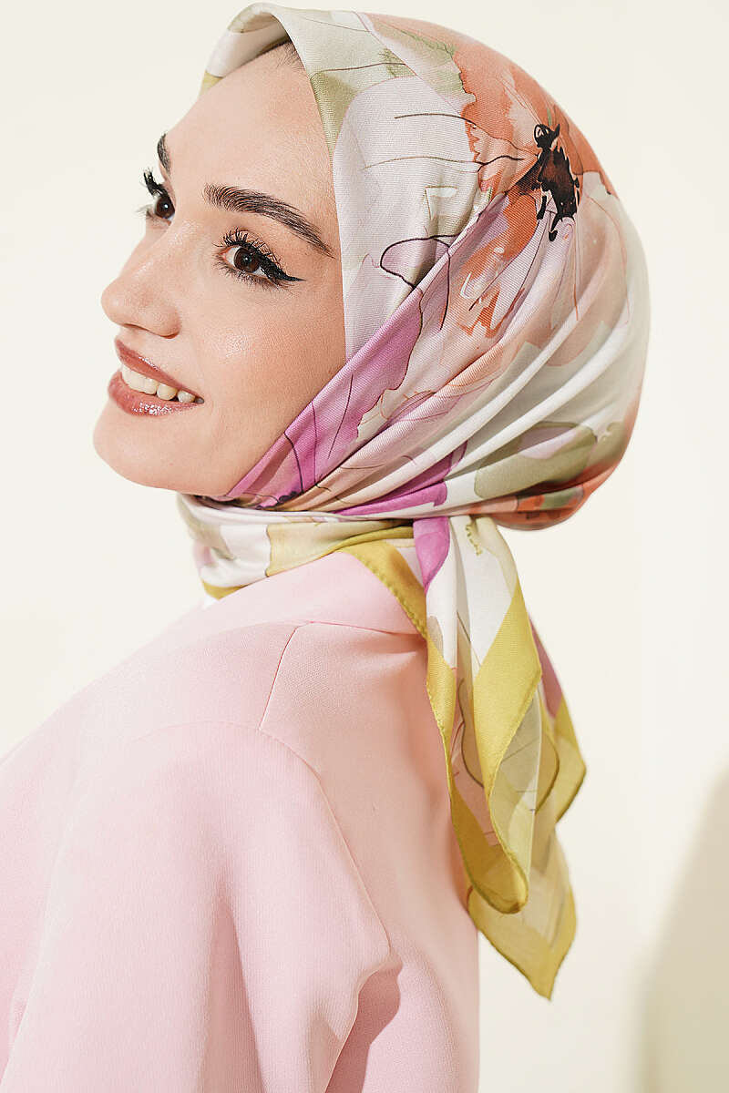 Soft Floral Print Scarf - Olive